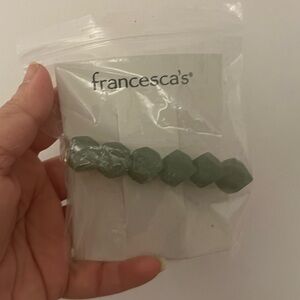 NWT Francesca’s Olive Green Faceted Stone Hair Clip